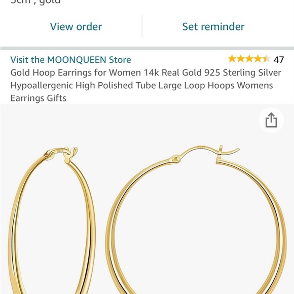 Gold Hoop Earrings 5 mm NIB - Picture 3 of 5